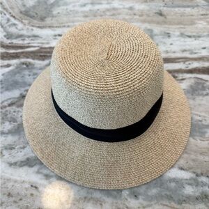 Verabella Straw Sun Hat Black Ribbon Bow